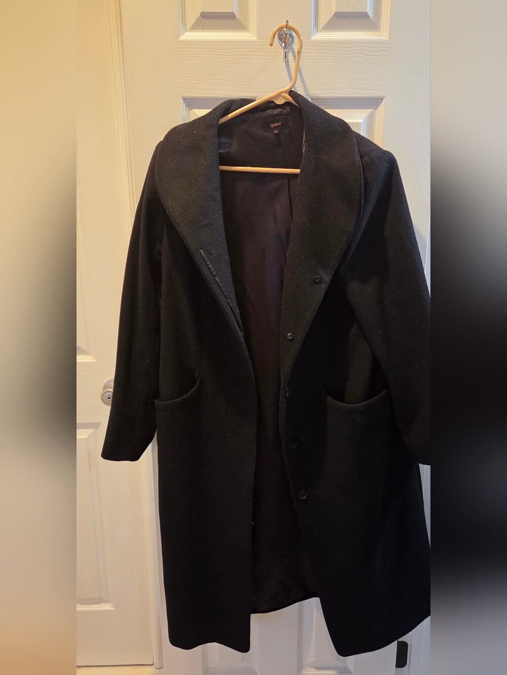 Quince Women's Black Shawl-Collar Coat